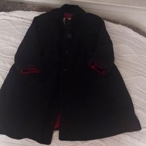 Girls black wool dress coat with velvet collar